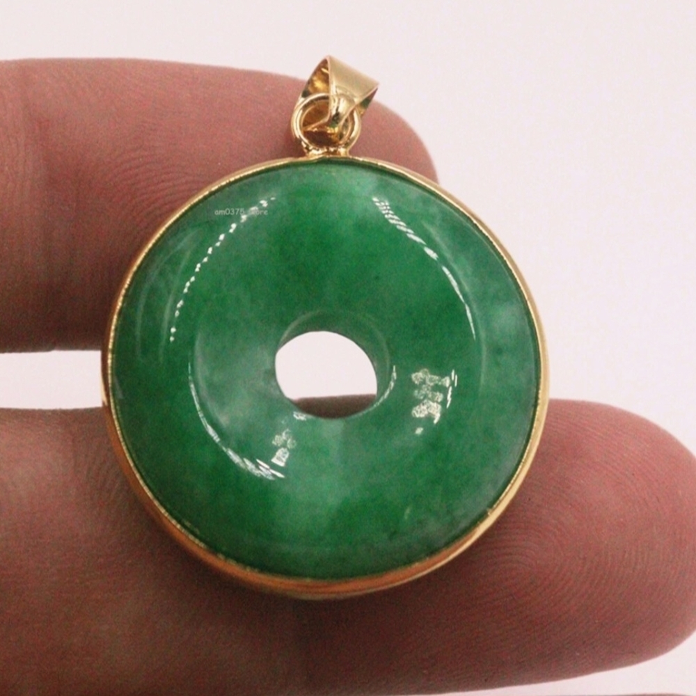 Green Jade Donut Pendant